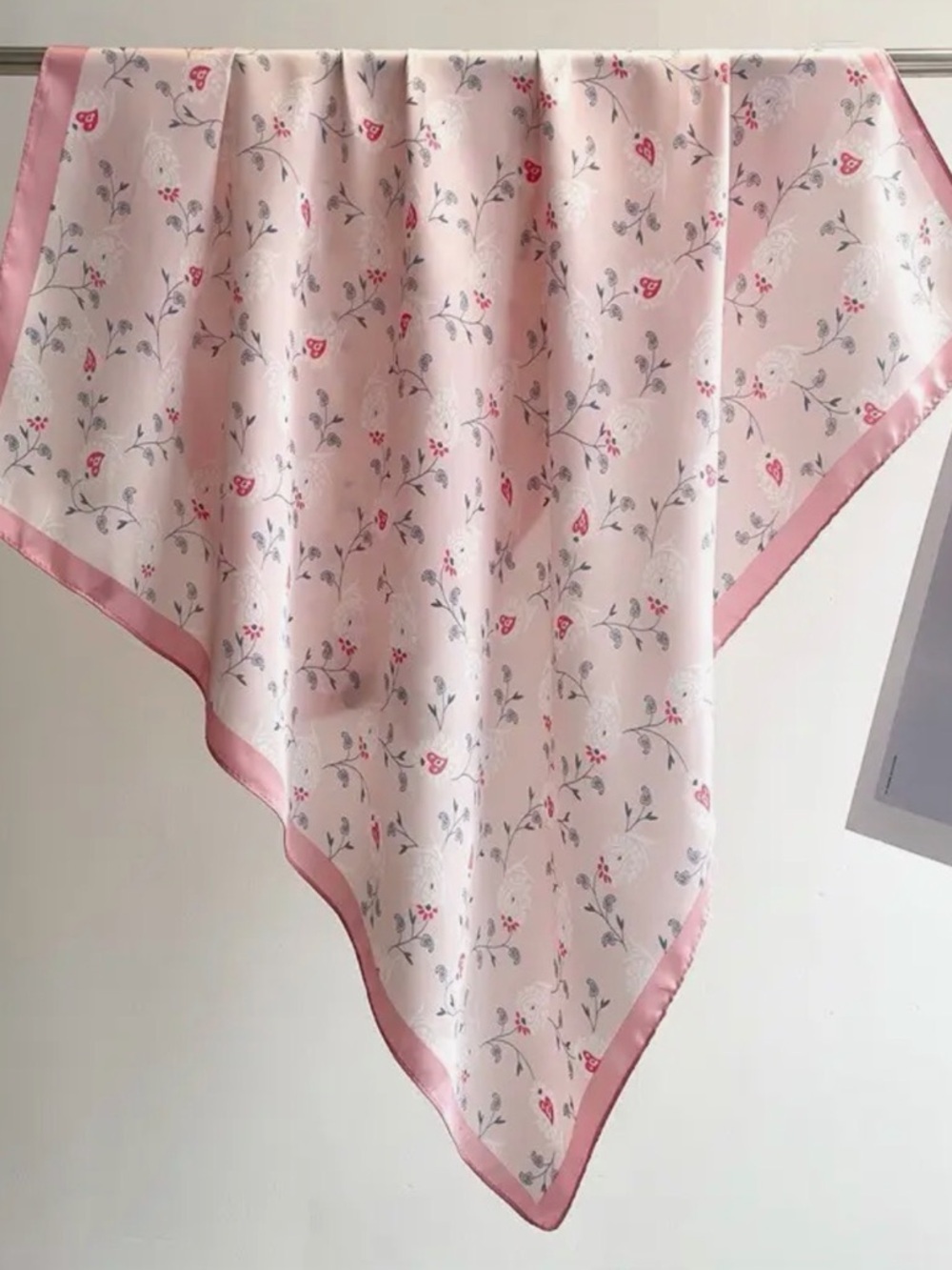 Pink Flower Print Scarf - Picture 4 of 4